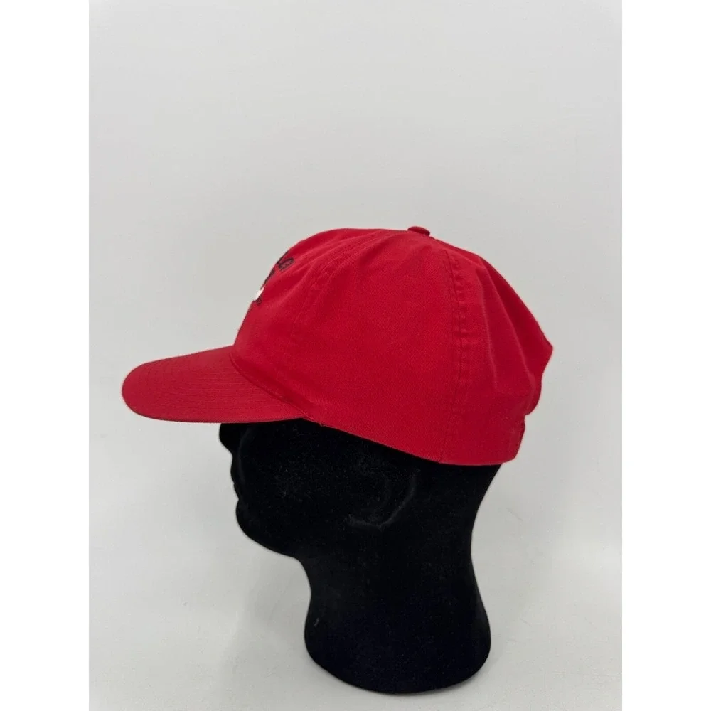 Vintage 1990's Chicago Bulls Plain Logo Snapback‎ Backside Spellout Red Hat Cap